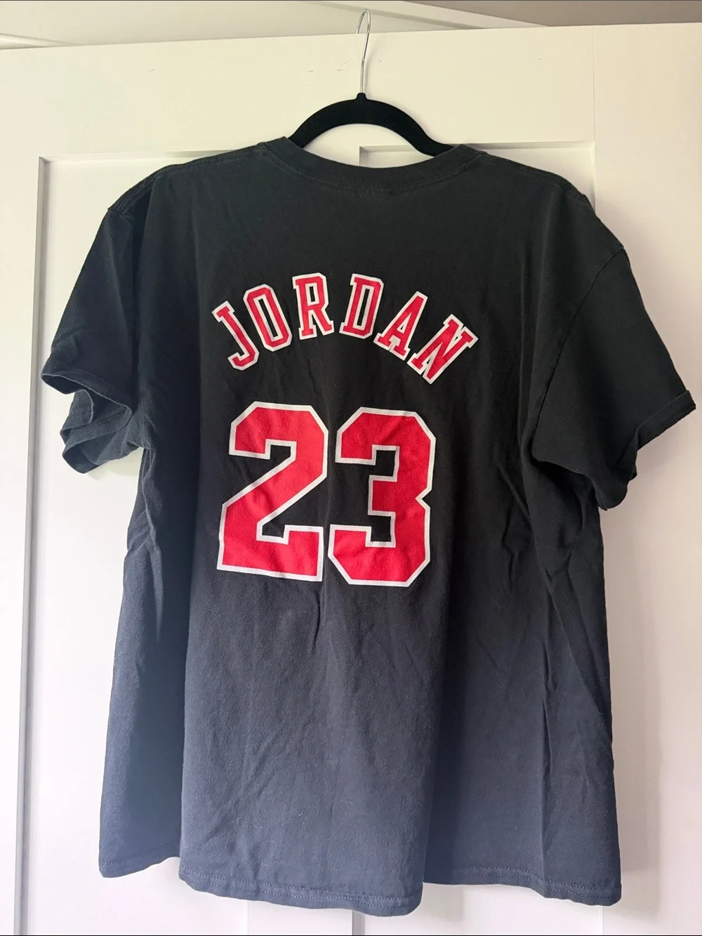 Jordan Black Short-Sleeve 'Chicago 23' Graphic Tee with Red Accents